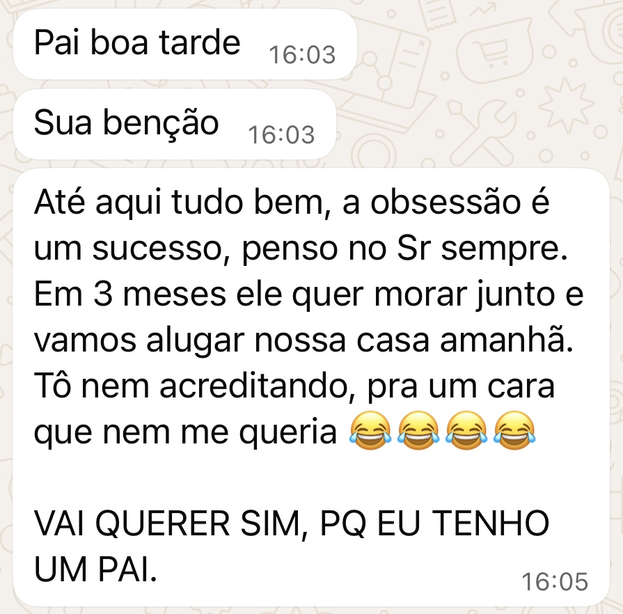 Print de mensagem sobre pedido para morar junto