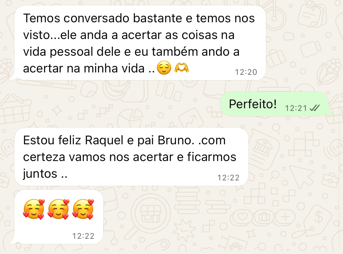 Print de mensagem sobre reaproximação do casal