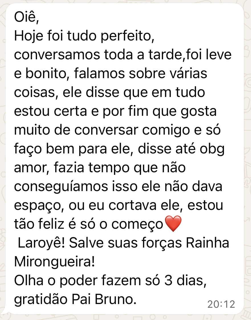 Print de mensagem sobre conversa leve e reaproximação