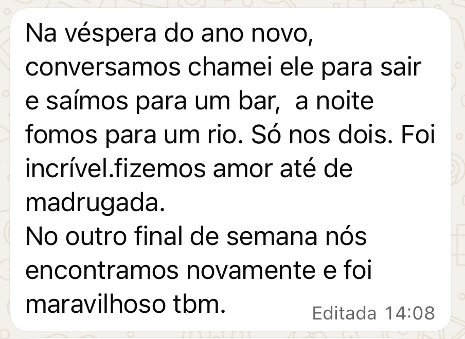 Print de mensagem sobre reencontro do casal