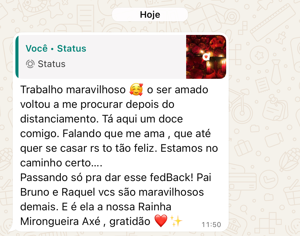 Print de mensagem sobre retorno do ser amado